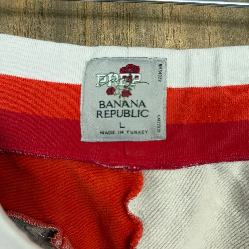 Banana Republic Mens Shorts Orange Red Gray Floral Colorblock Drawstring Large